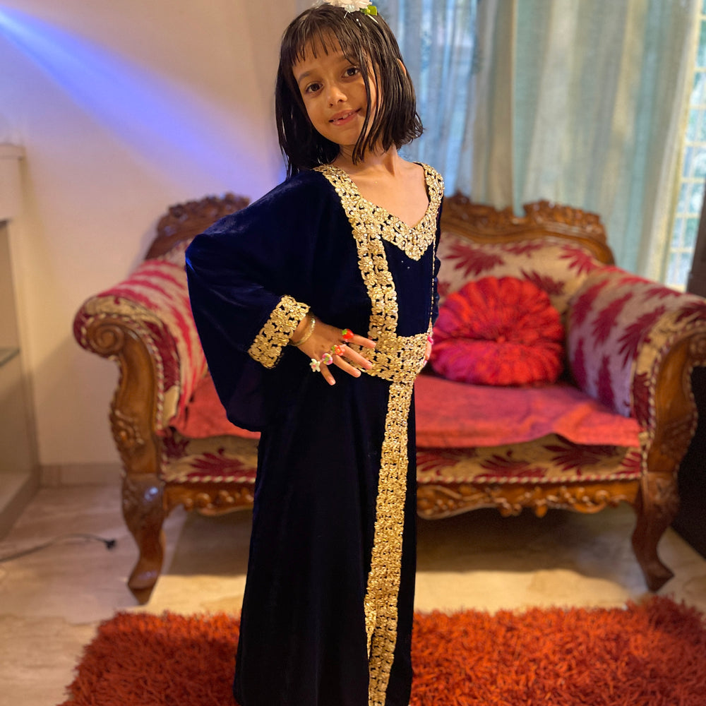 
                  
                    Designer Velvet Kaftan Party Gown For Youngsters
                  
                