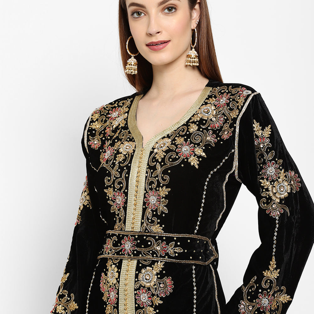 
                  
                    Hand Embroidered Abaya Wedding Gown - Maxim Creation
                  
                