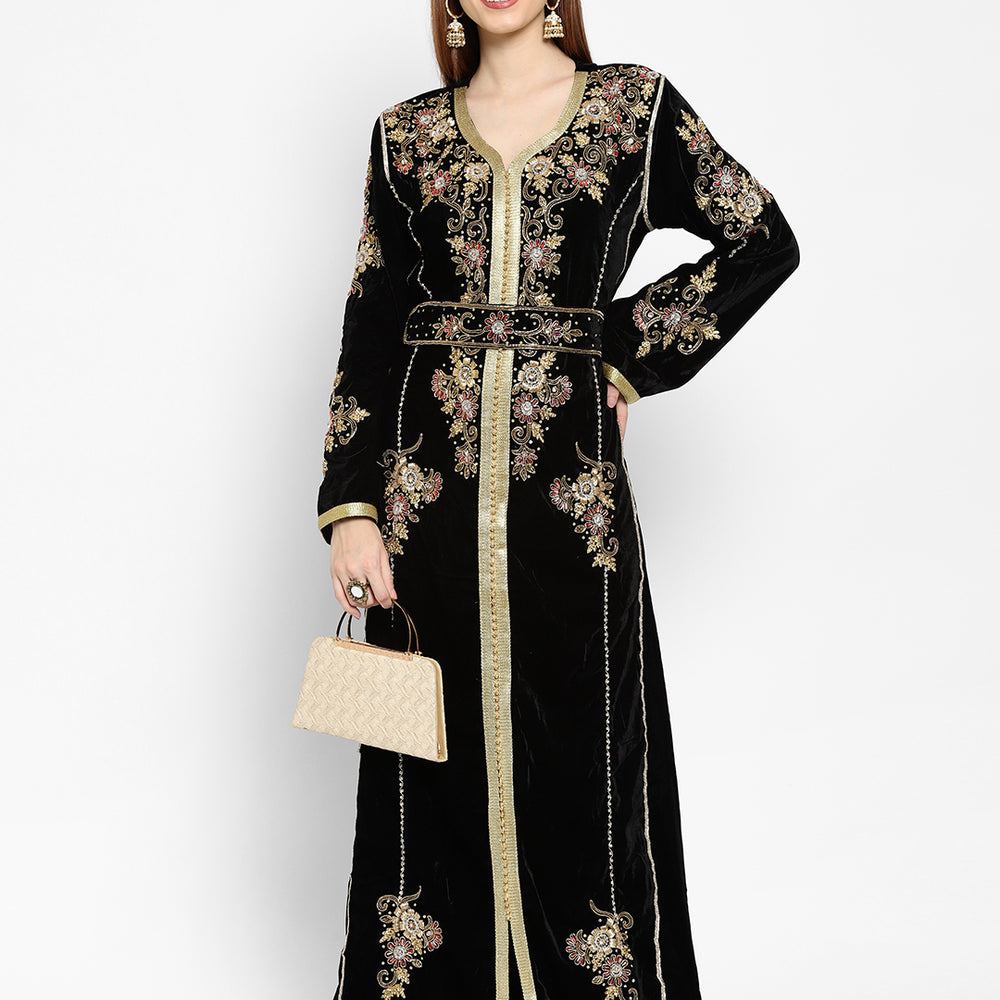 
                  
                    Hand Embroidered Abaya Wedding Gown - Maxim Creation
                  
                