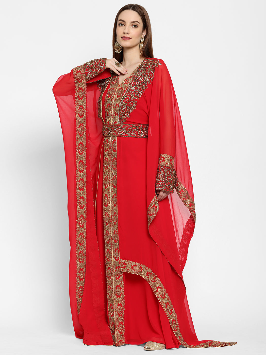 Cocktail Party Embroidered Caftan Dress - Maxim Creation