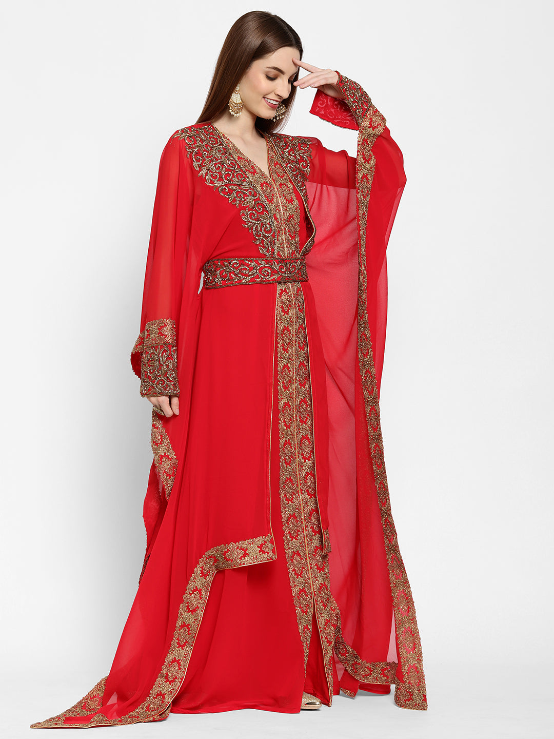 Cocktail Party Embroidered Caftan Dress - Maxim Creation