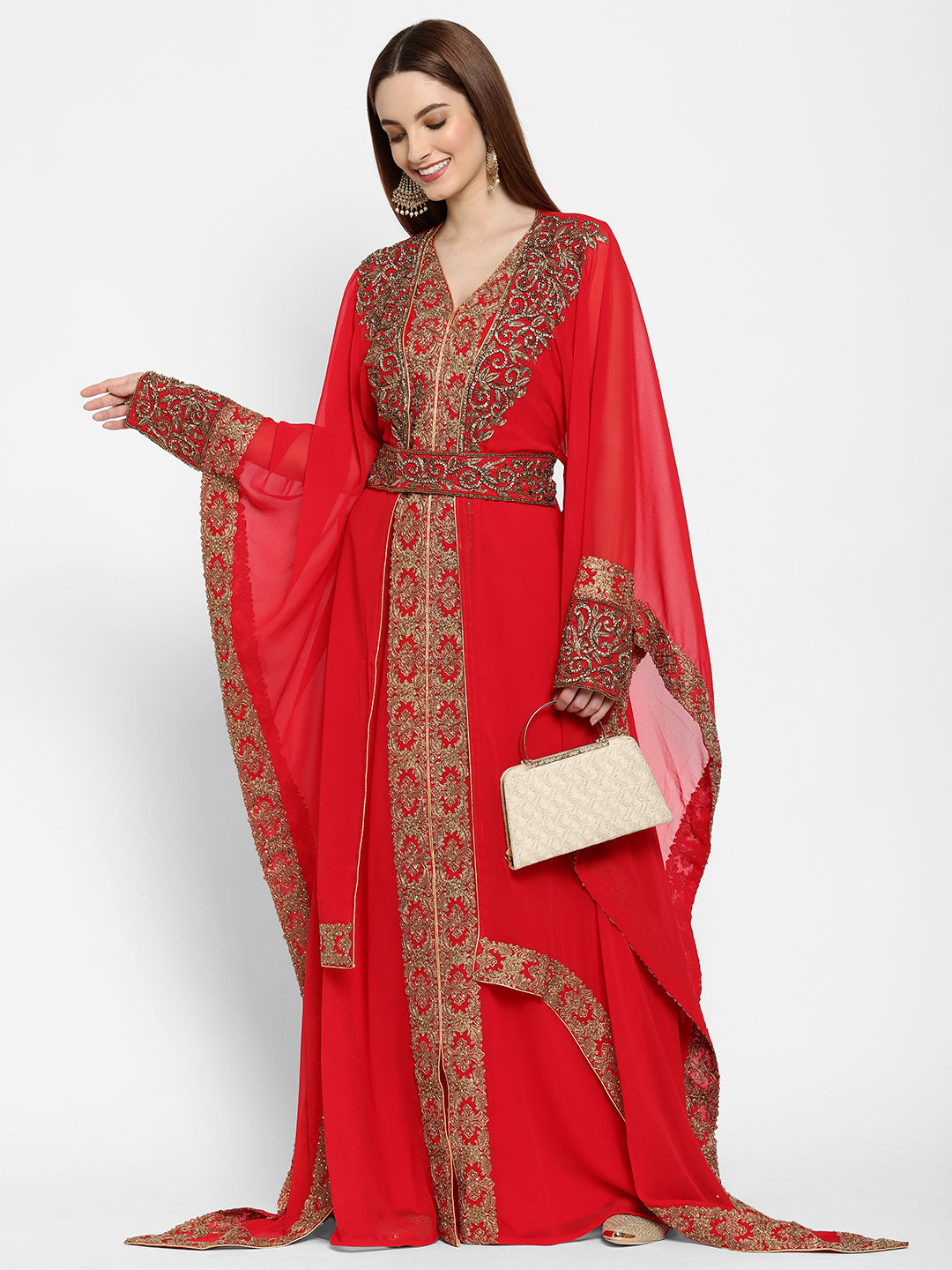 Cocktail Party Embroidered Caftan Dress - Maxim Creation