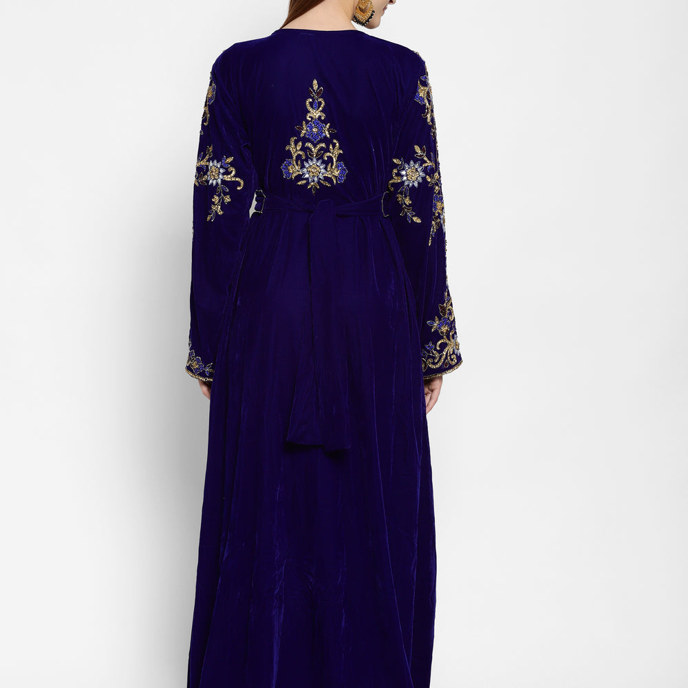 
                  
                    Designer Kaftan Bridal Gown in Royal Blue Velvet - Maxim Creation
                  
                