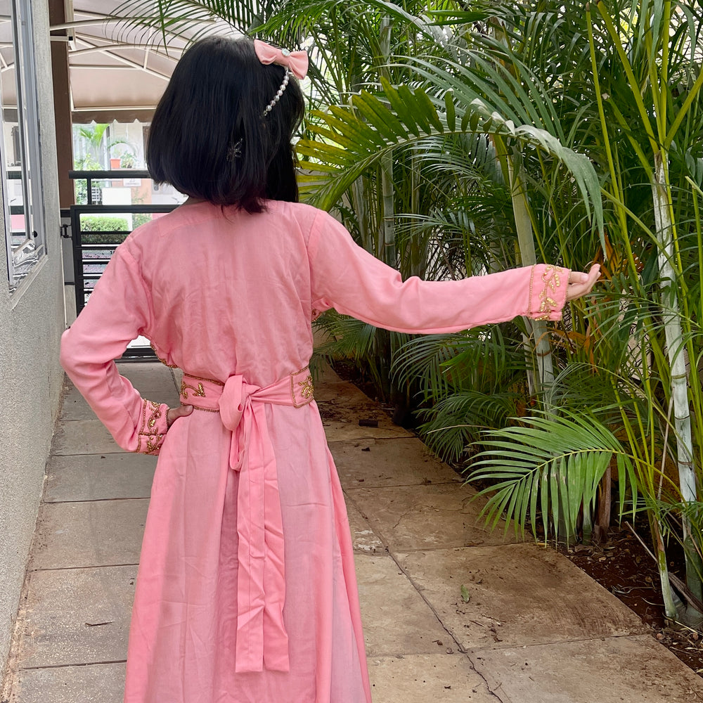 
                  
                    Children Pink Designer Jalabiya Evening Dress For Youngstar
                  
                