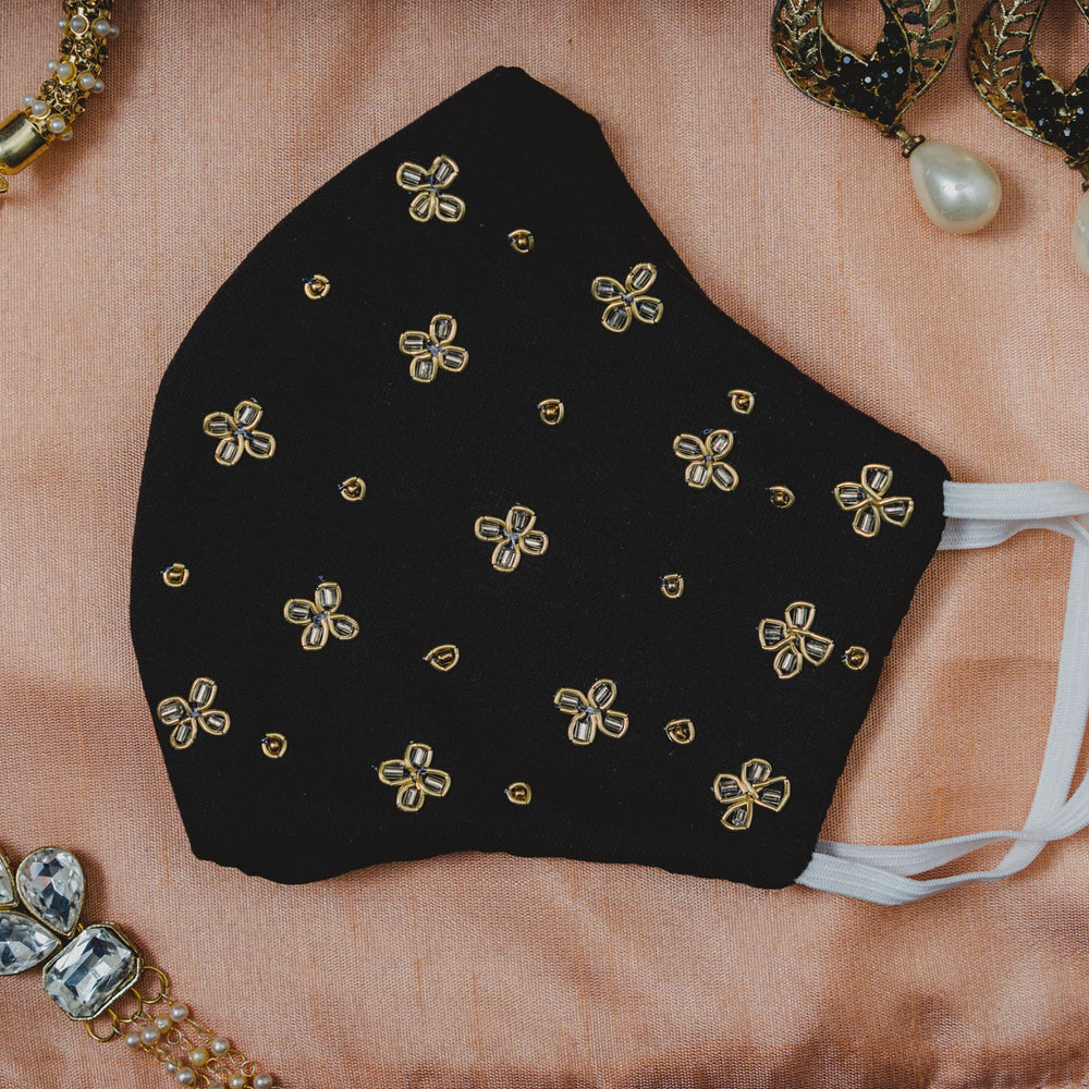 
                  
                    Black Cotton Mask with Floral Embroidery - Maxim Creation
                  
                