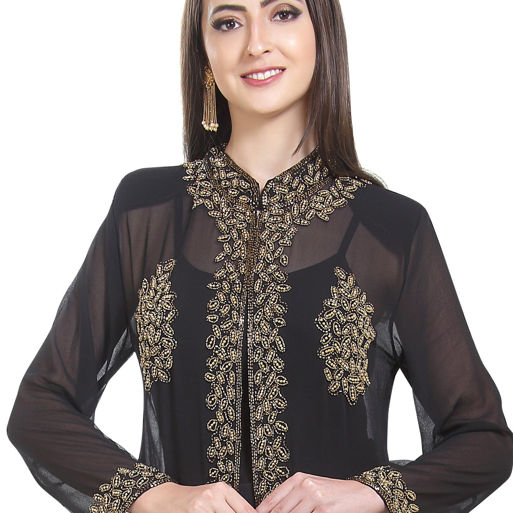 Embroidered Kurti in Black Overcoat Party Gown - Maxim Creation