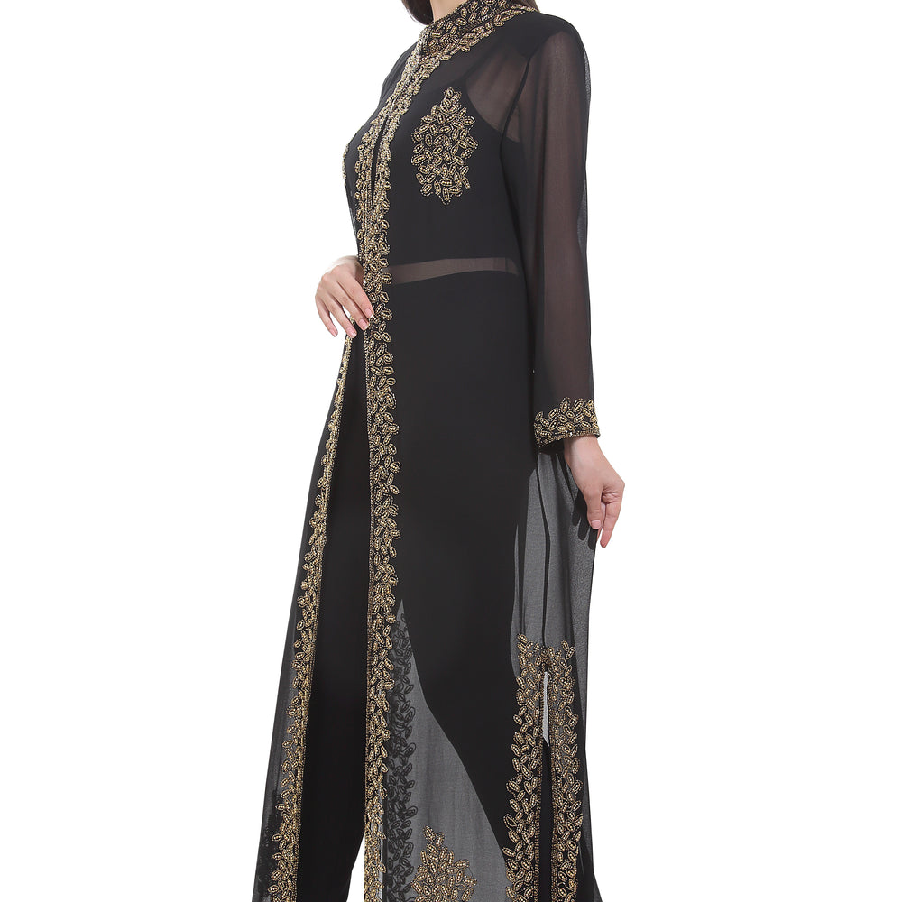 Embroidered Kurti in Black Overcoat Party Gown - Maxim Creation