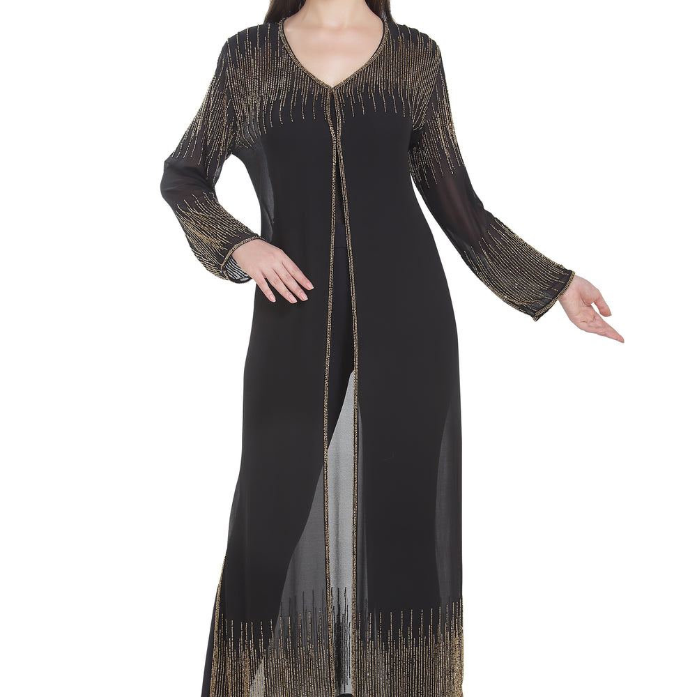 Embroidered Cardigan Long Sleeve Kurti Dress - Maxim Creation