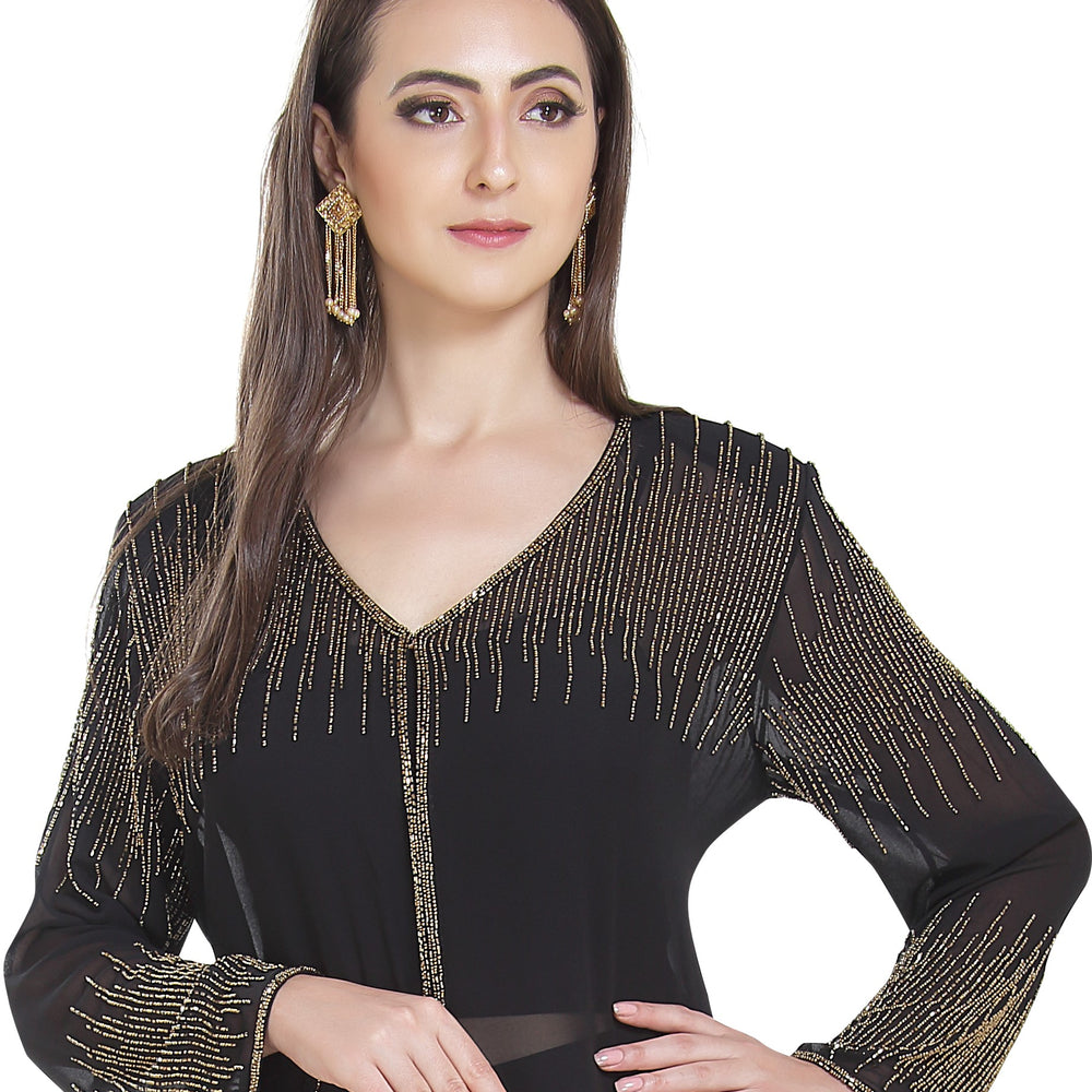 Embroidered Cardigan Long Sleeve Kurti Dress - Maxim Creation