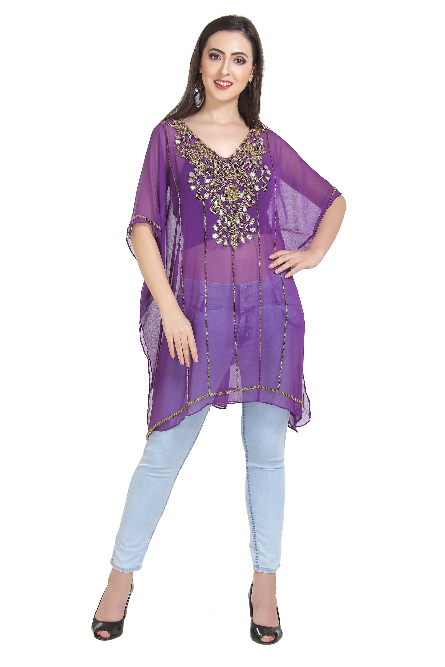 Embroidered Kurti Short Maxi Dress - Maxim Creation