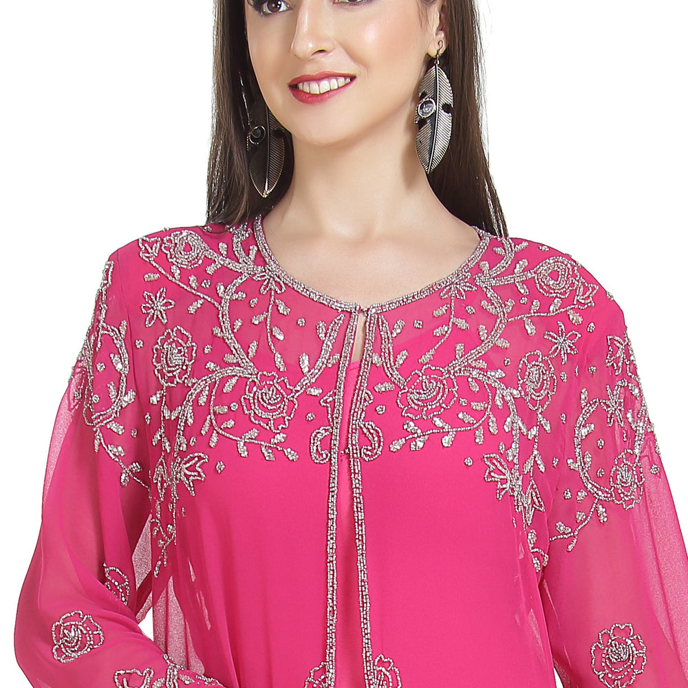 
                  
                    Embroidered Kurti With Crystal Overcoat Long Maxi Dress - Maxim Creation
                  
                