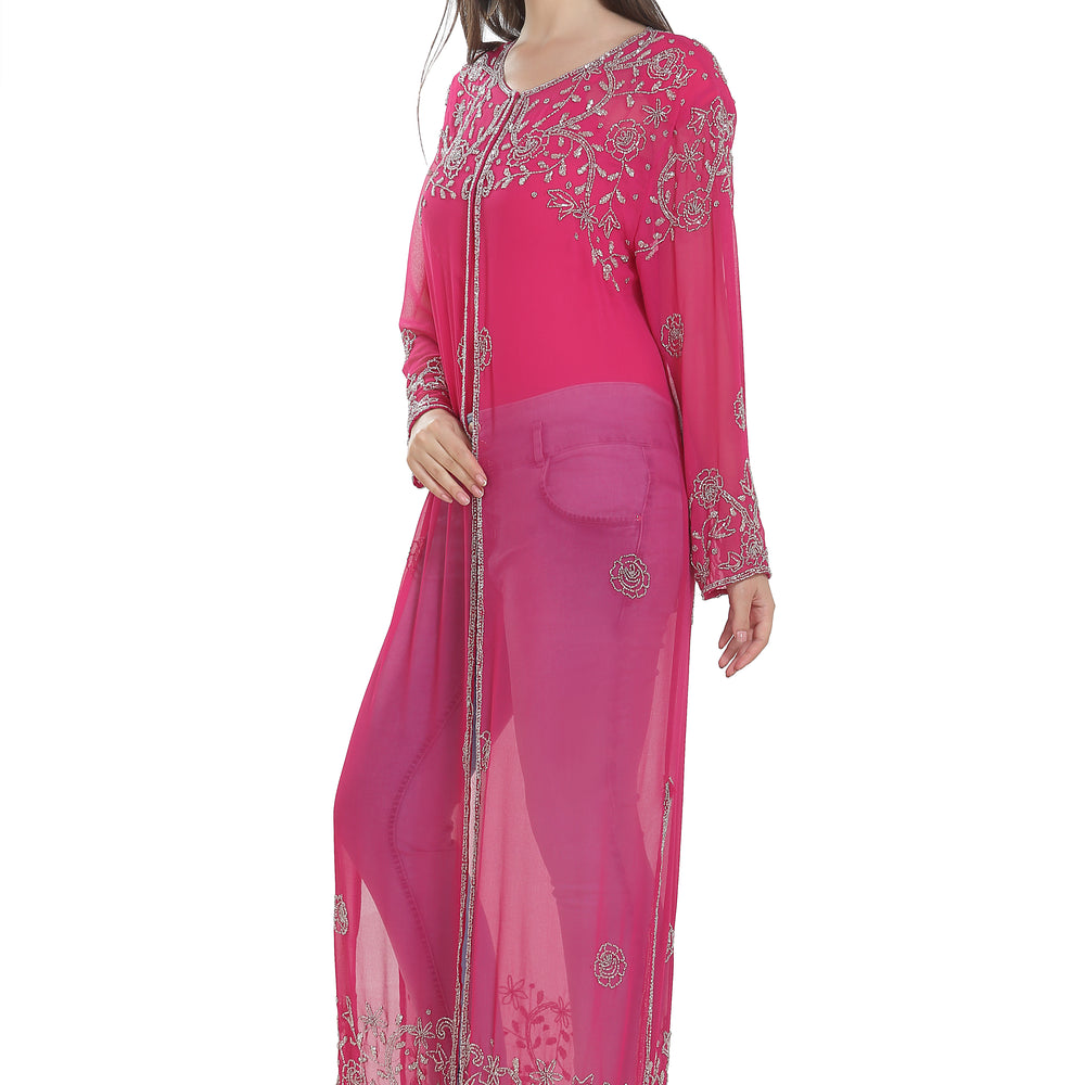 
                  
                    Embroidered Kurti With Crystal Overcoat Long Maxi Dress - Maxim Creation
                  
                