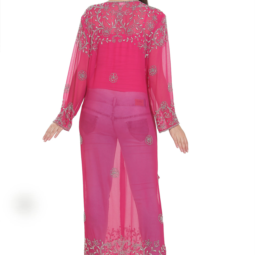 
                  
                    Embroidered Kurti With Crystal Overcoat Long Maxi Dress - Maxim Creation
                  
                