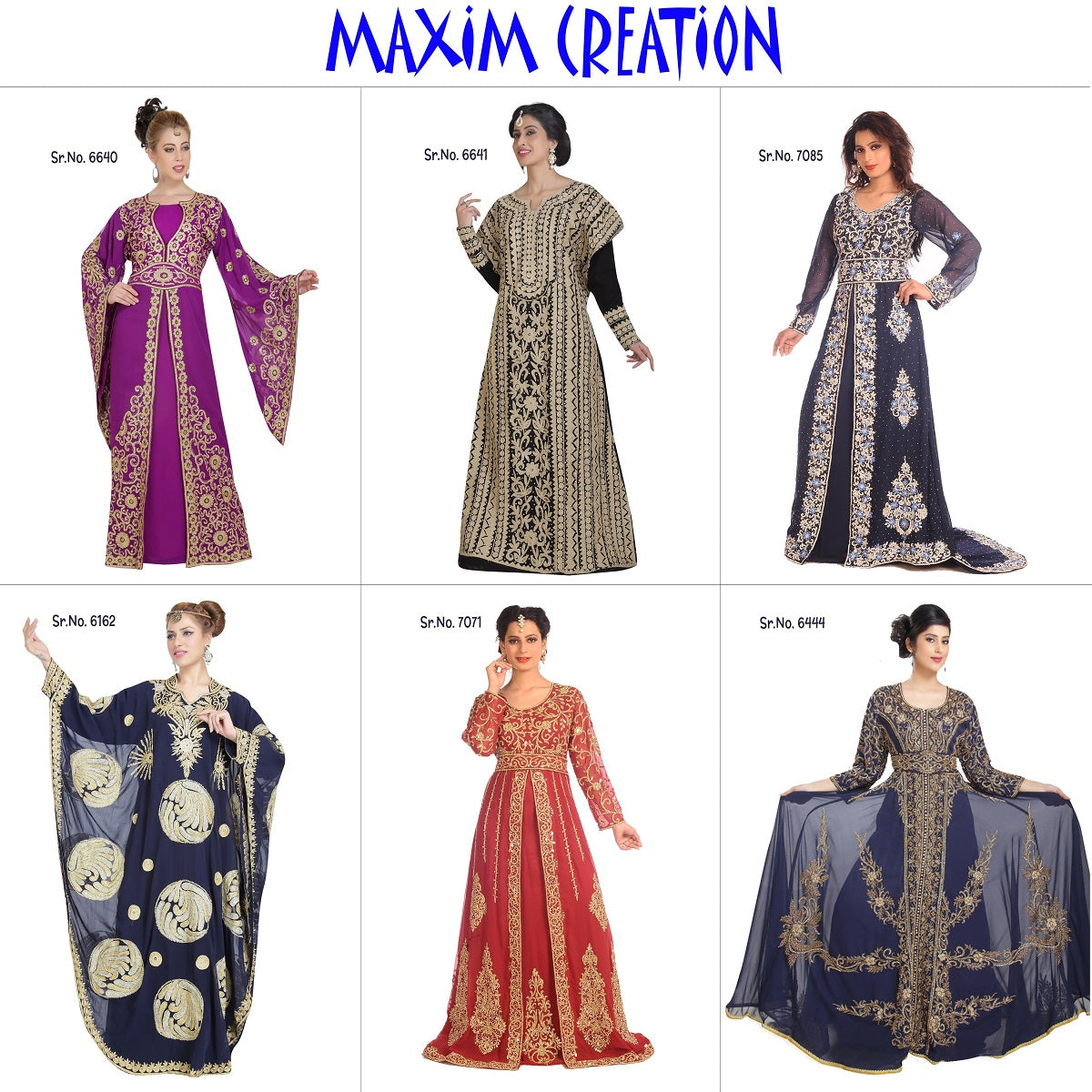 Djellaba Kaftan With Floral Zari Embroidery - Maxim Creation