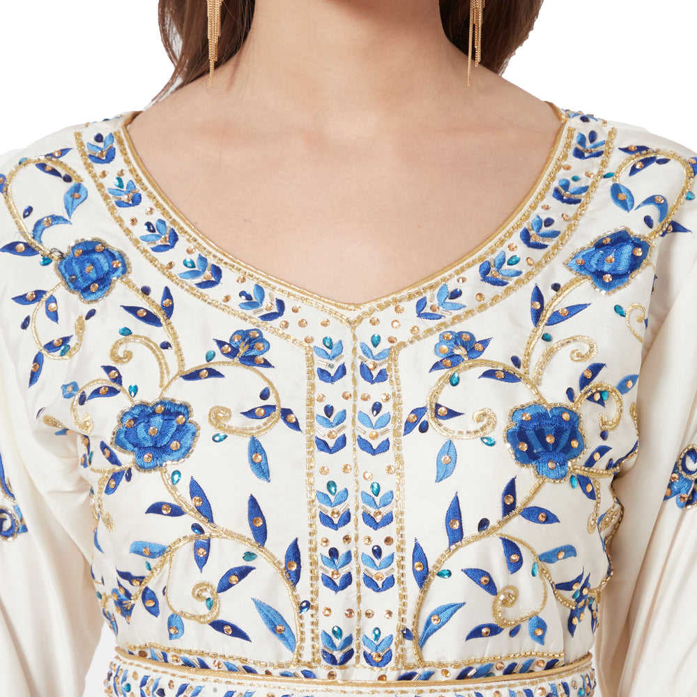 
                  
                    Luxury Ball Gown with Rich Thread Embroidery & Tassels - Maxim Creation
                  
                