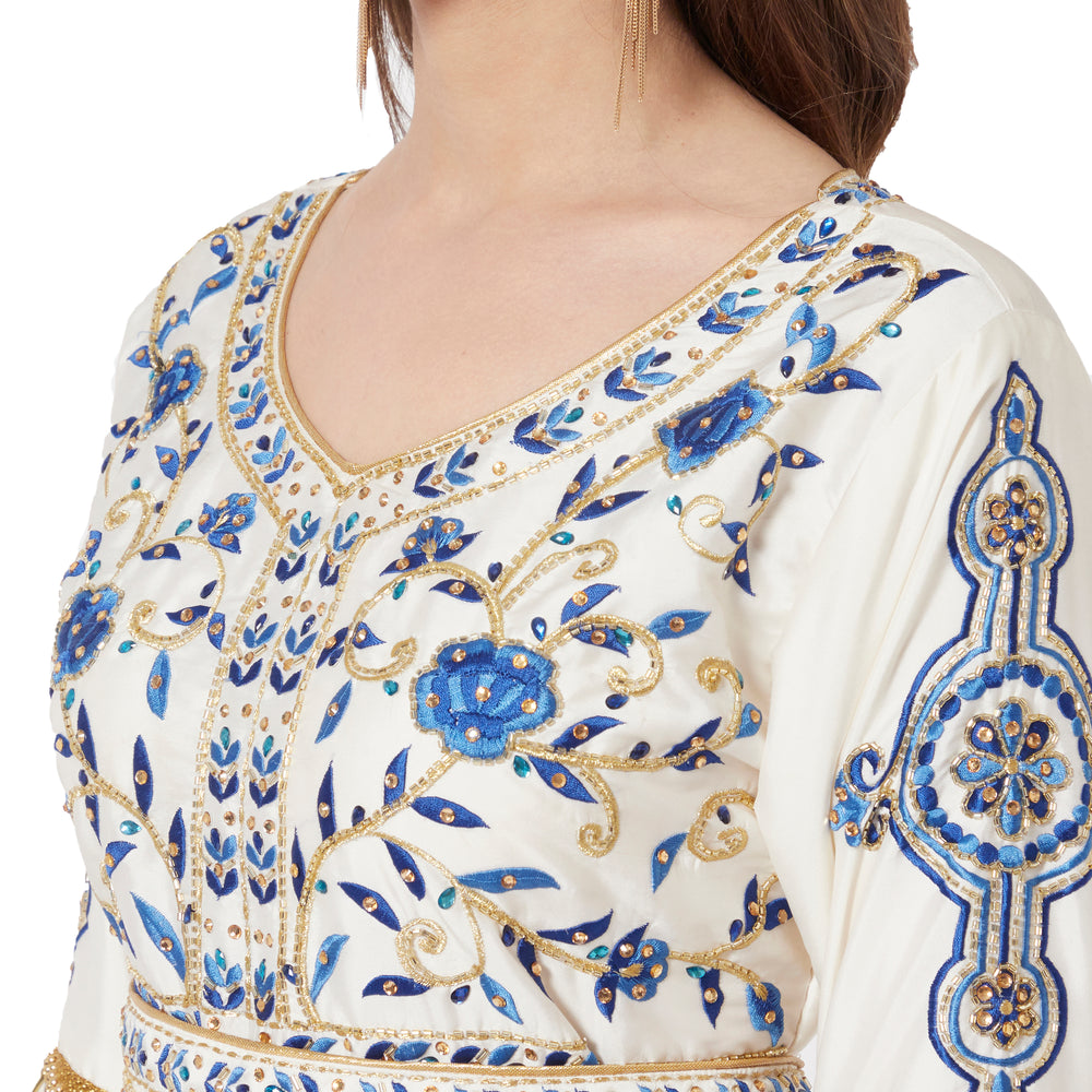 
                  
                    Luxury Ball Gown with Rich Thread Embroidery & Tassels - Maxim Creation
                  
                